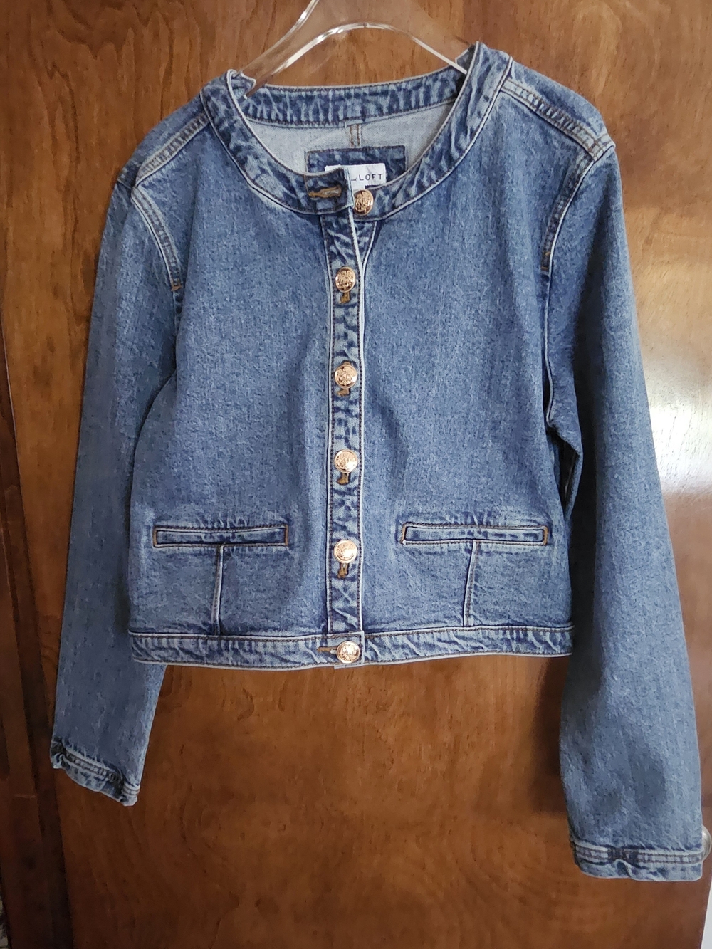 LOFT 6 -Button, Cropped Denim Jacket Size M - Picture 2 of 9